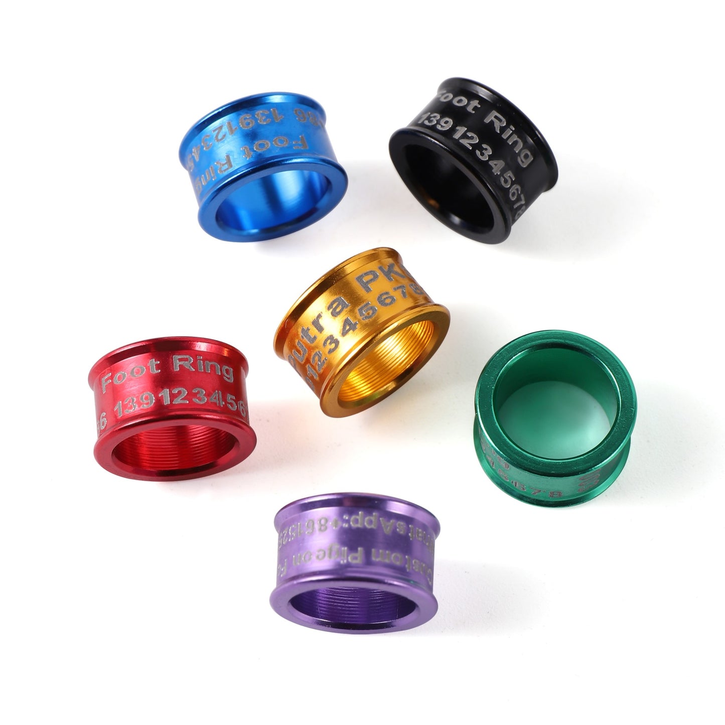 ID Anel de Pé para Pombo 8mm Personalizado Conteúdo do Anel de Pé de Pássaro Definido pelo Cliente Ano + Nome + Número de Telefone + Código do País 30 Peças