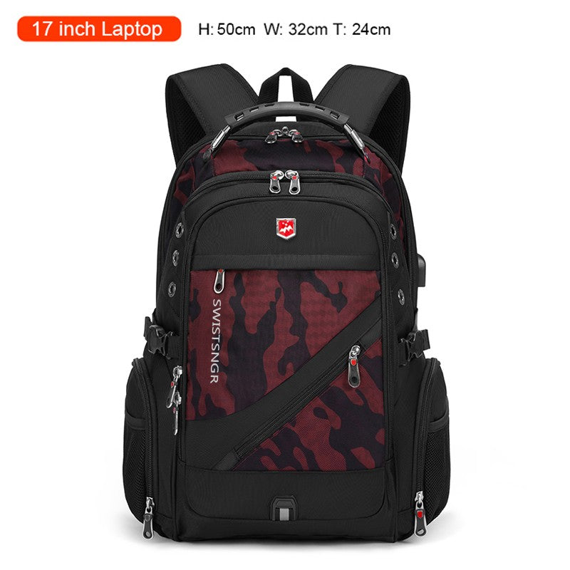 Mochila Masculina Antifurto Impermeável para Notebook de 17 polegadas com Carregamento USB, Mochila de Viagem de Negócios e Escolar Masculina