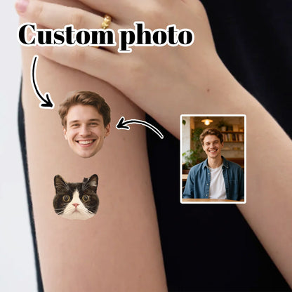 Personalized Tattoo Stickers With Pet Photo, Customizable Family Photos Tattoo Stickers, 2 Sizes: S/M, Valentine's Day Gifts,