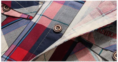 New Summer Men Short Sleeved Plaid Shirts Male Outdoor Multi Pockets Tooling Shirts Quality Man Cotton Loose Casual Cargo Shirts