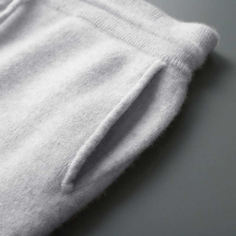 ADDONEE Men's 100% Wool Hoodie Cardigan Straights Leg Pants Set Autumn Winter Thick Cashmere Knitwear Sweater Trousers Suit