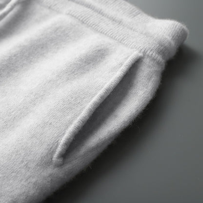 ADDONEE Men's 100% Wool Hoodie Cardigan Straights Leg Pants Set Autumn Winter Thick Cashmere Knitwear Sweater Trousers Suit