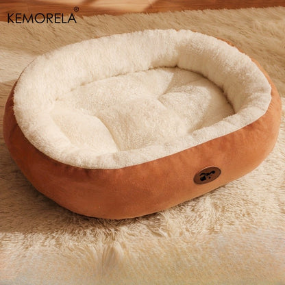 Cama Oval de Pelúcia para Cães e Gatos, Almofada Grossa Lavável à Máquina para Cães e Gatos de Pequeno, Médio e Grande Porte para Todas as Estações