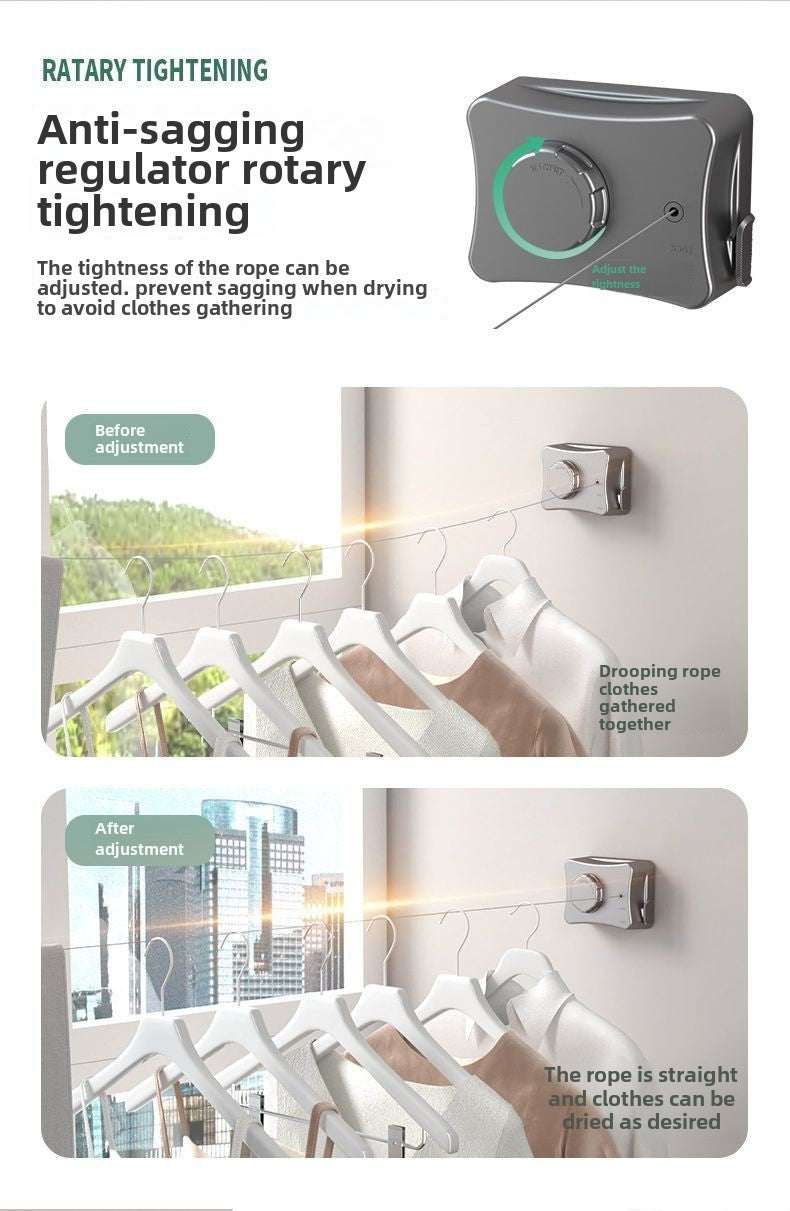 Invisible clothesline, indoor non perforated balcony, invisible retractable clothesline, bathroom clothesline, steel wire rope