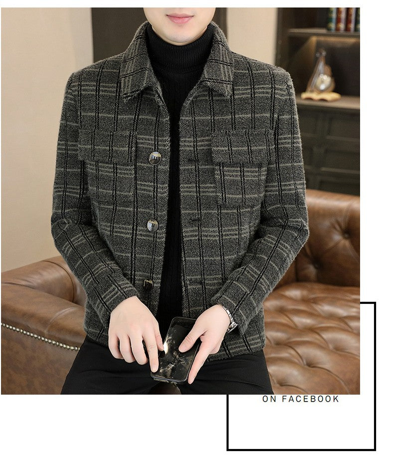 2023 Winter Plaid Woolen Jackets Men Fashion Slim Fit Thickened and Warm Trench Coat Casual Business Streetwear Overcoat M-4XL