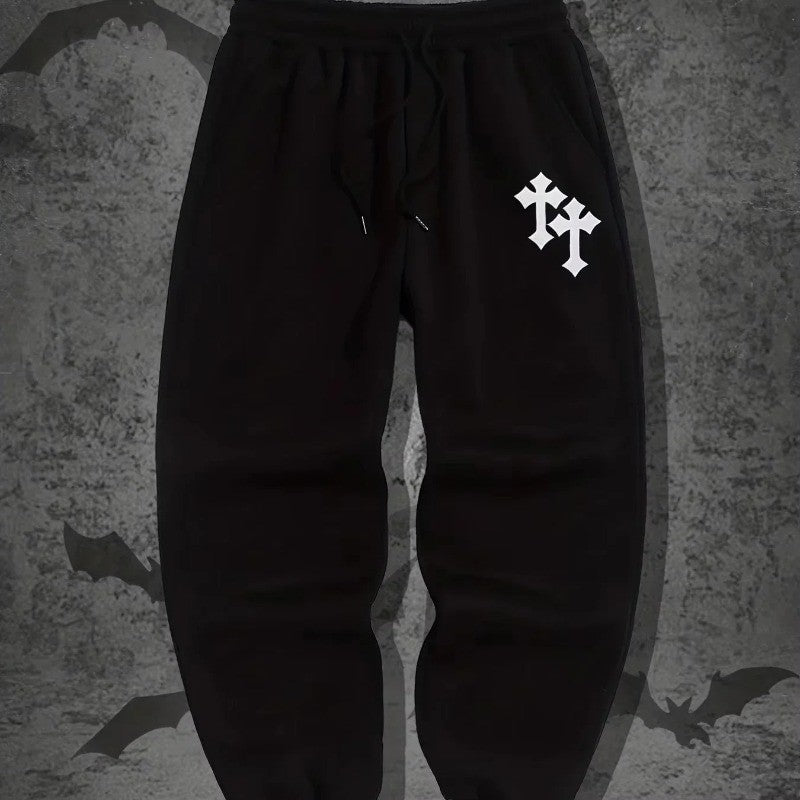 Harajuku hip-hop men's printed pants  Y2K Gothic casual leggings  sporty fashion  streetwear