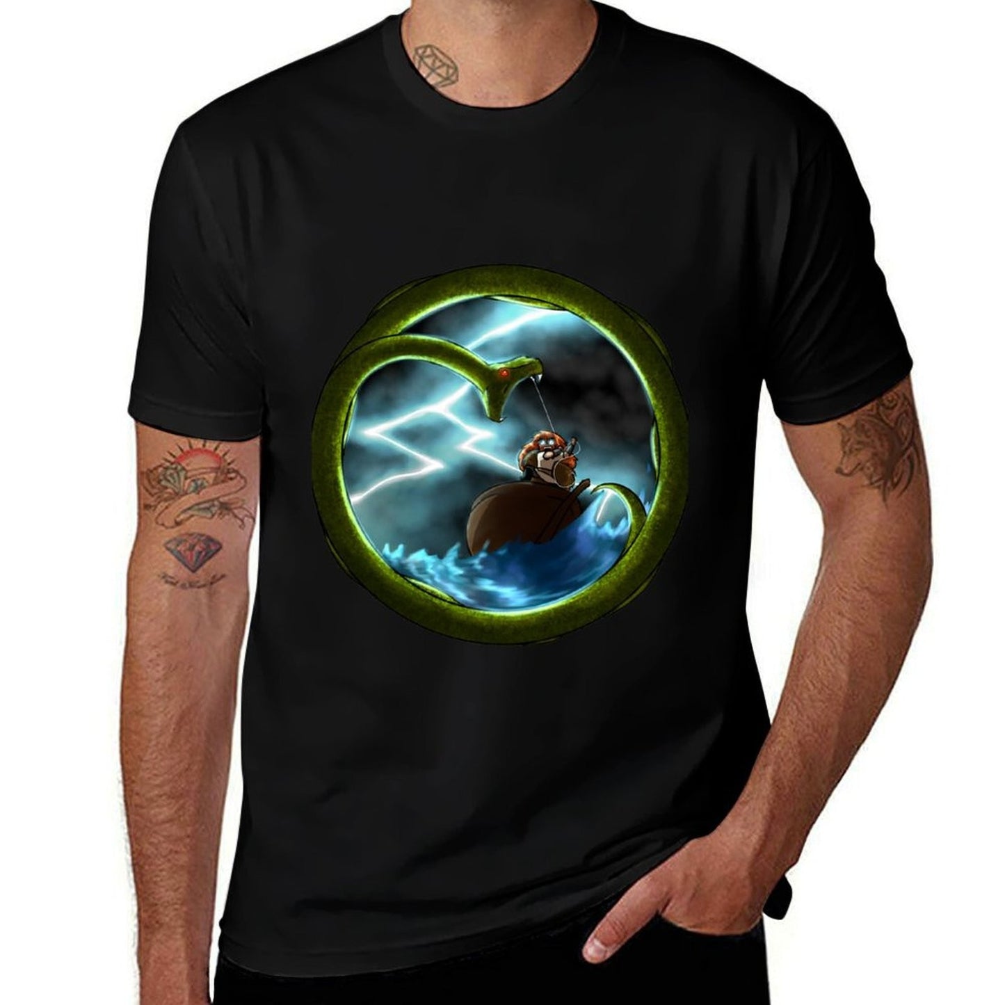 Thor vs Jormungandr T-Shirt t shirt man plain man t shirt heavy cotton T-Shirt