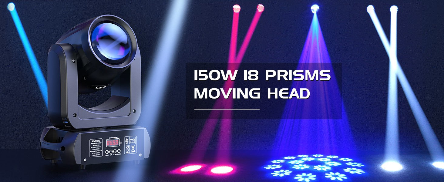 U’King 150W Beam Moving Head Lights 18Prism 8Gobo Stage Light DMX DJ Light For Wedding Church Party KTV Disco Dj Bar