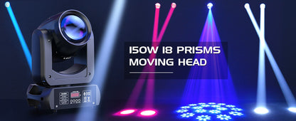 U’King 150W Beam Moving Head Lights 18Prism 8Gobo Stage Light DMX DJ Light For Wedding Church Party KTV Disco Dj Bar