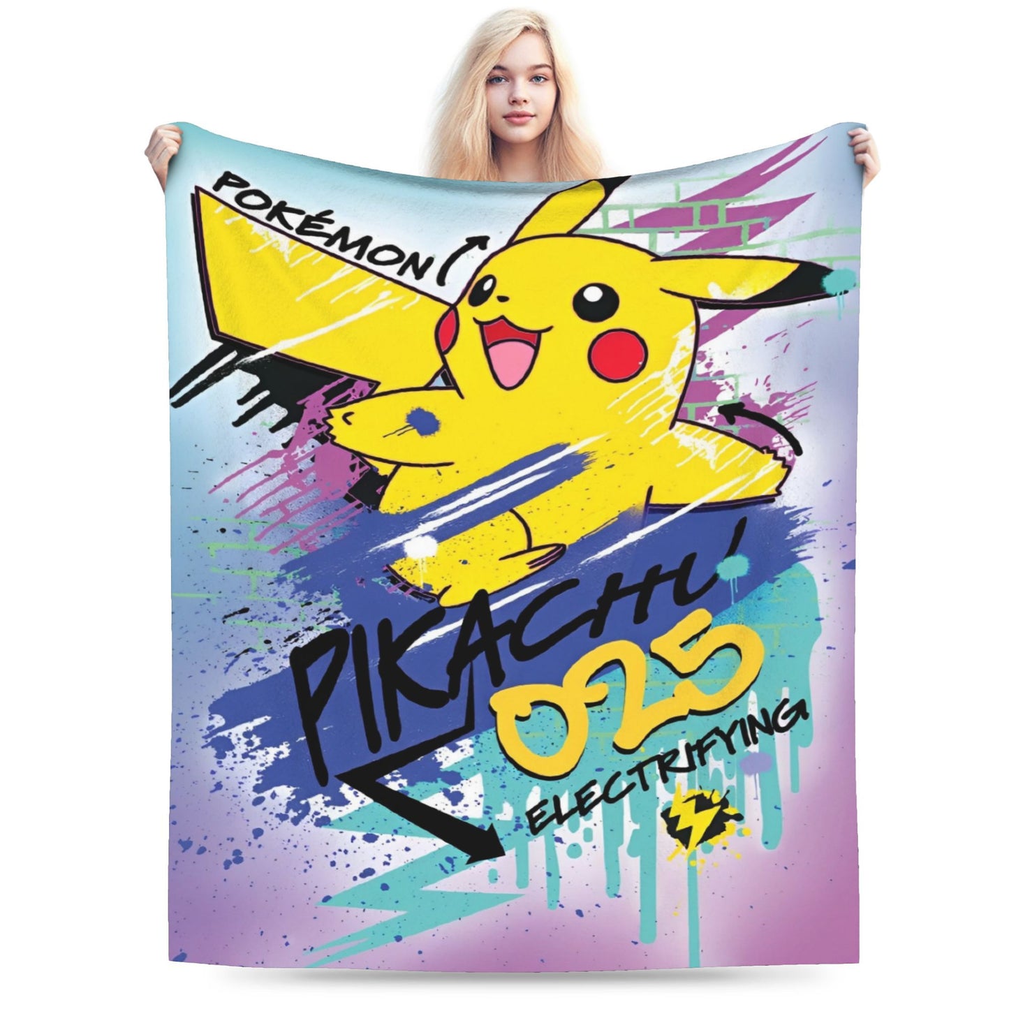 Cobertor de Flanela com Cena Clássica de Pokémon para Cama Super Quente, Mantas para Sofá, Cadeira, Piquenique, Colcha Engraçada, Capa para Sofá-Cama
