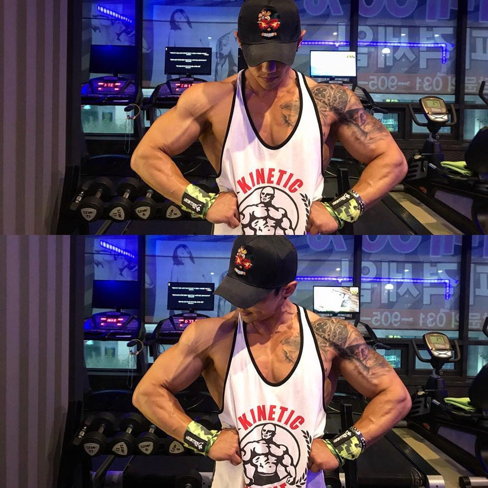 Gym Sleeveless Shirt Men Bodybuilding Tank Tops Fitness Workout Cotton Print Singlet Stringer Undershirt Male Casual Summer Vest