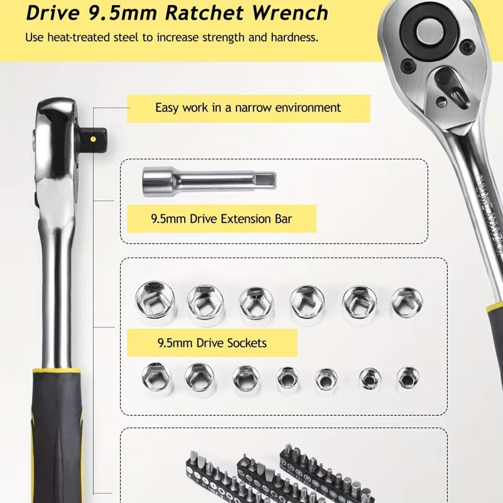 Kit de Ferramentas com 108 Peças Jogo de Ferramentas para Casa Kits de Ferramentas Domésticas DIY para Reparos e Manutenção em Casa
