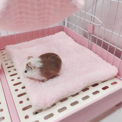 Rede de estimação quente de inverno, rede de hamster de pelúcia espessa de camada dupla, chinchila, porquinho da índia, furão, saco de dormir, gaiola suspensa de hamster