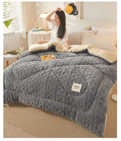 Manta de Cama Grossa de Inverno Quente de Alta Qualidade Cordeiro Artificial Caxemira Cobertores Pesados Edredom de Inverno Mais Grosso e Quente