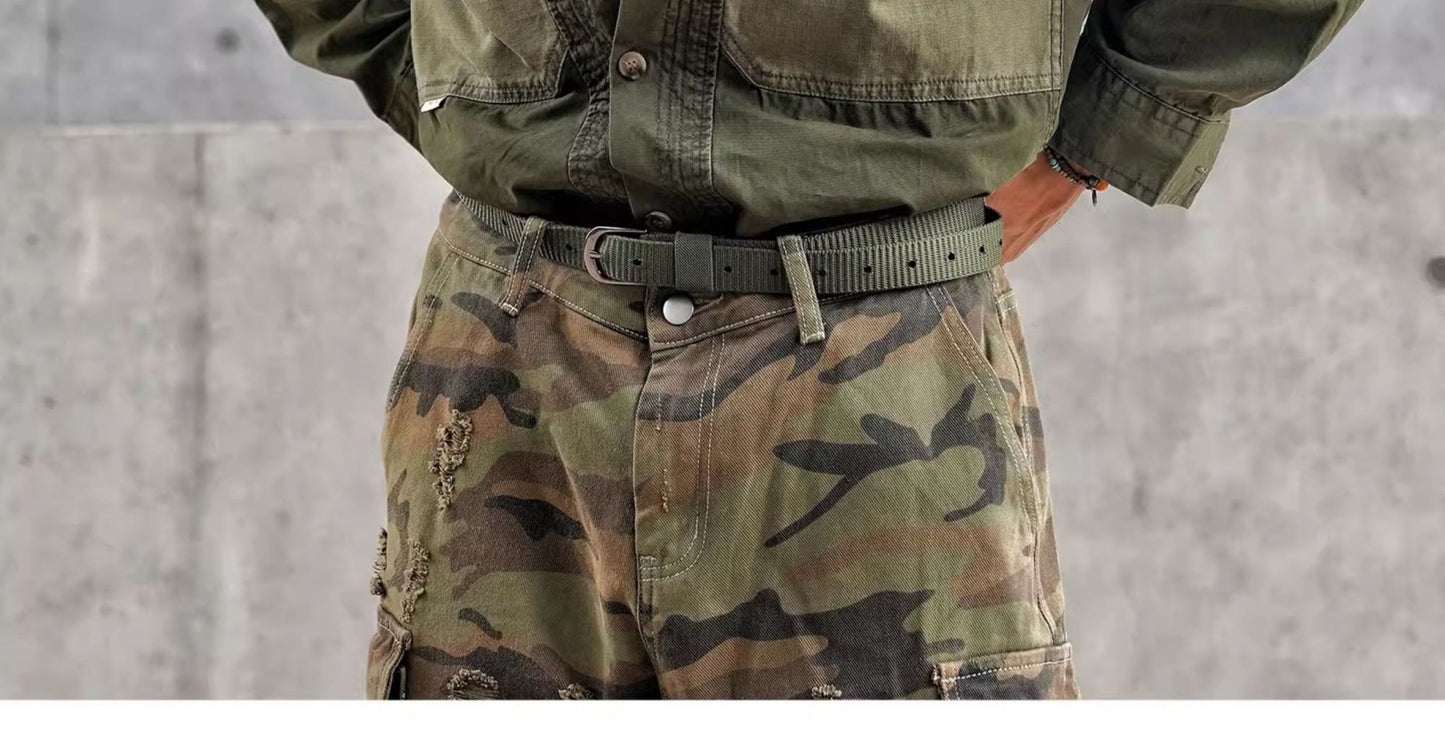 Vintage Patchwork Design Men Autumn Tactical Function Cargo Shirts Y2K High Street Techwear Style Long Sleeve Tops camisetas