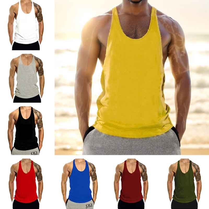 Men Cotton Tank Tops Quick Dry Gym Vest Male Bodybuilding Sleeveless Shirt Elastic Basketball Singlet Gym t-Shirt Man Clothing