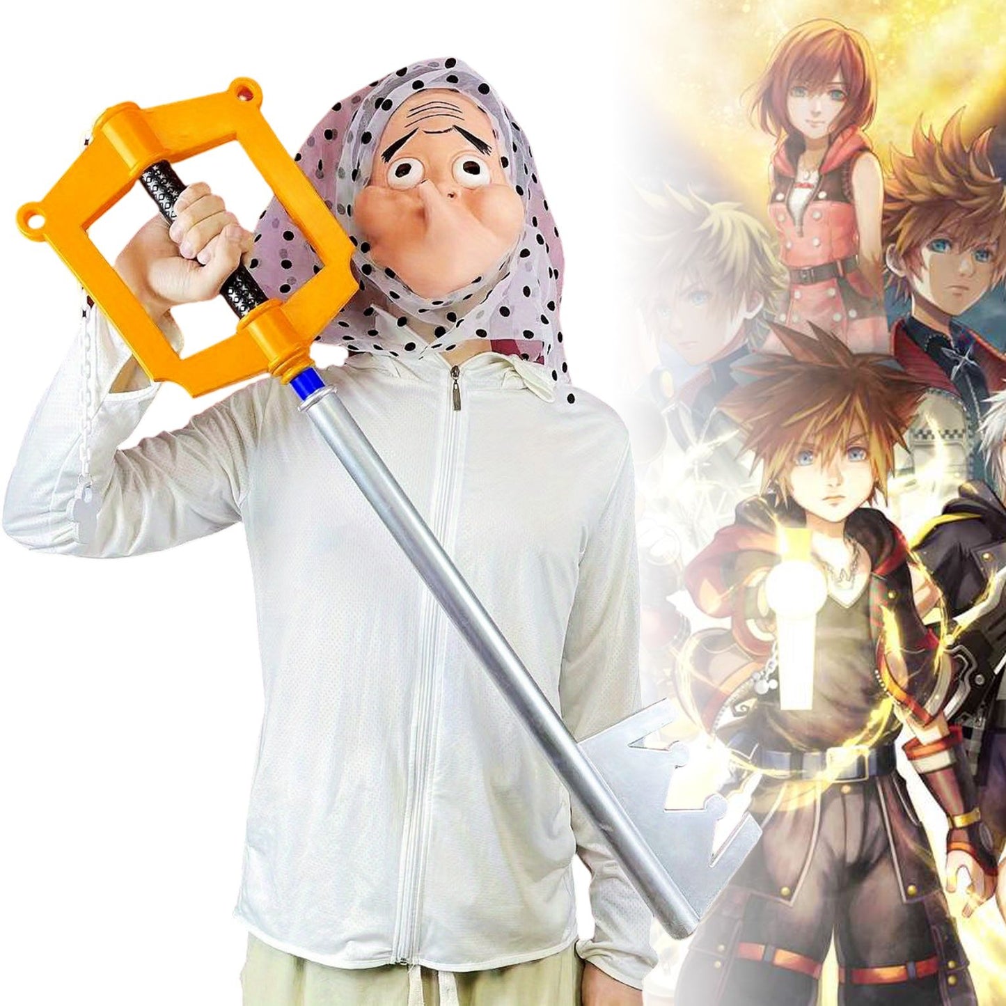 34inch PU Kingdom Hearts Katana Sora Yellow Key Sword Anime Cosplay Knife Real Size Japanese Katana Original Samurai Sabre Toy