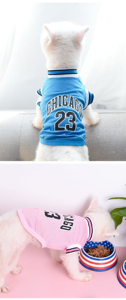 Roupa de cachorro respirável em tela para Schnauzer Teddy, camisa de basquete esportiva para cães grandes, camisetas para filhotes, camisas de verão para gatos de estimação