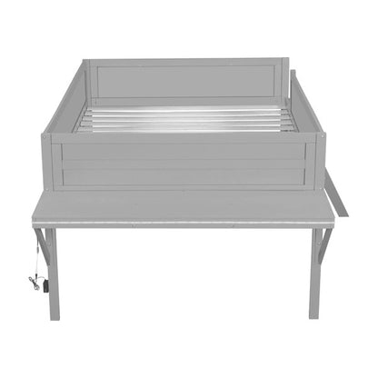 Cama Loft para Jogos de Tamanho Grande com Escrivaninha e Luzes LED, Acabamento Cinza, Design Elegante que Economiza Espaço
