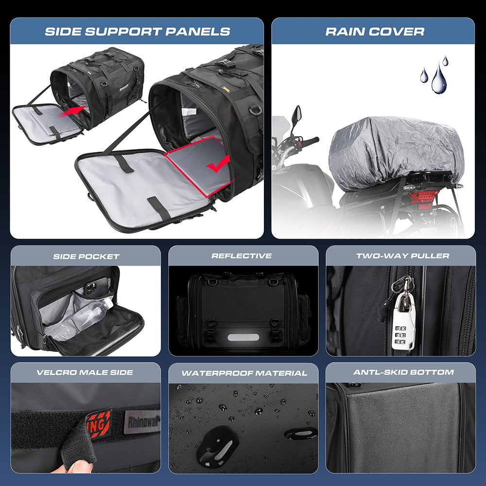 Motorcycle Tail Bag Waterproof 20L-60L Expandable Back Seat Saddle Bag Luggage Pannier Motorcycle Accessories Rider Backpack