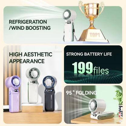 Handheld Turbo Fan, 199 Speed Settings, USB Cooling, Long Battery Life, Quiet And Portable For Outdoor