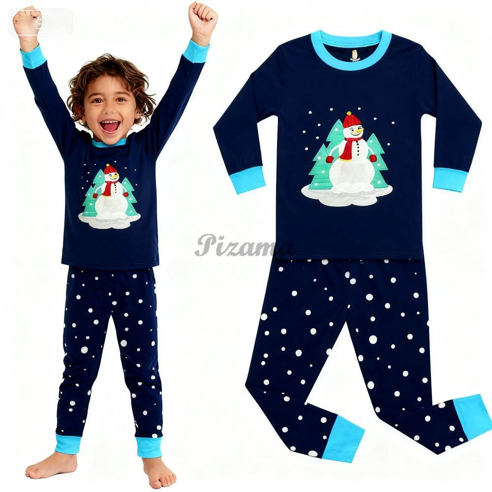 100 Cotton Girls Christmas Pajamas Sets Kids Pyjamas Penguin Snowman Pijama Xmas Homewear Baby Sleepwear Children Nightwear Pjs