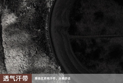 High Quality Genuine Leather Hats Winter First Layer Cowhide Warm Earmuffs Bomber Caps Plus Velvet Thicken Man Bone Caps Dad Hat
