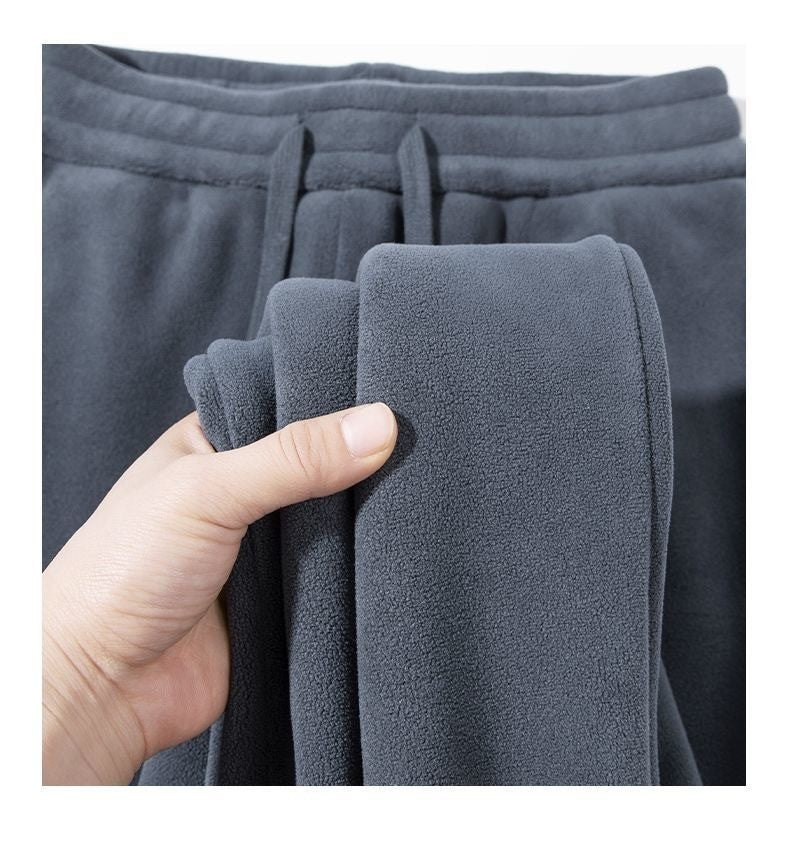 Calça Masculina Moletom Jogger Dupla Face, Mais Grossa, Folgada, Quente, Inverno, Estilo Jovem Casual, Cintura Elástica e Cor
