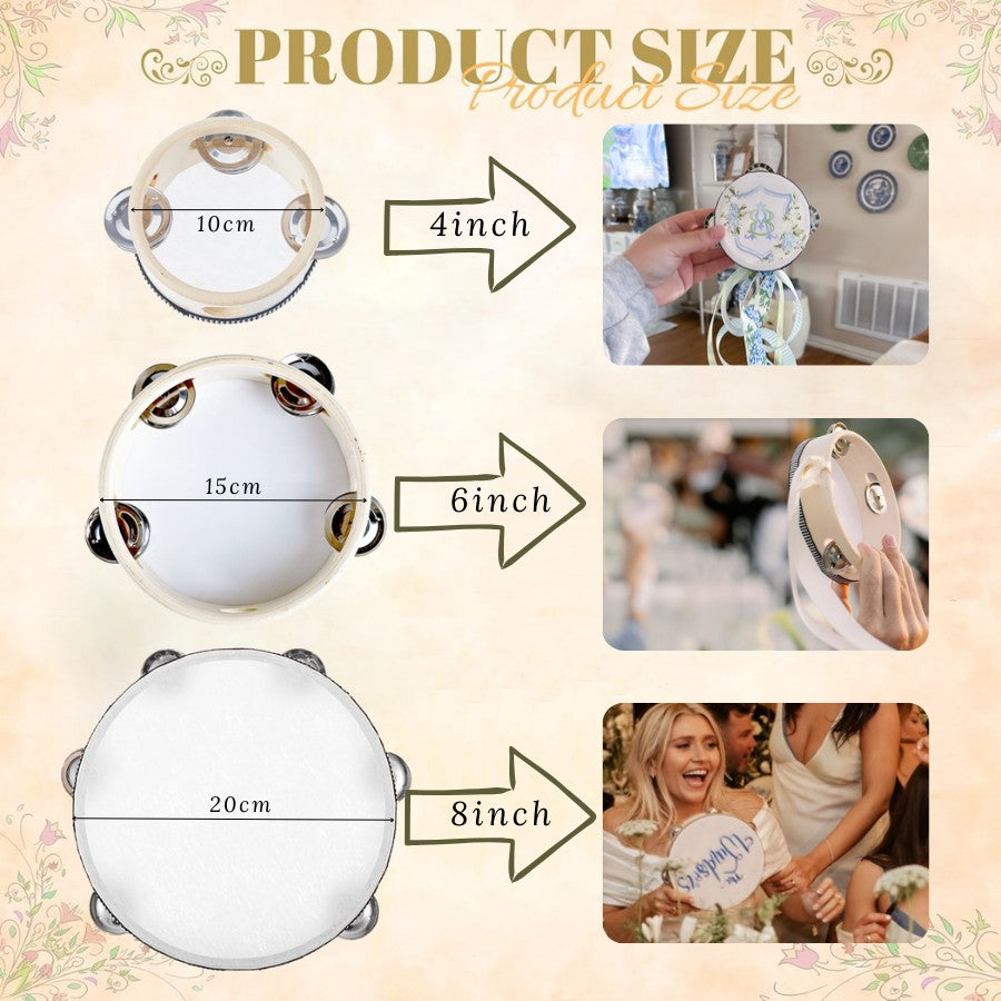 50-180Pcs Wedding Tambourine Drums for Adults Hand Drum Noise Makers Tambourine for Church Wedding Party Favor 4/6/8IN