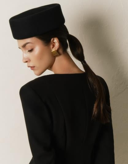 Autumn Winter Women Wool Fedoras Hats Elegant French Hard Top Concave Top Felt Berets Hat  Wedding Fascinator Party Pillbox Cap