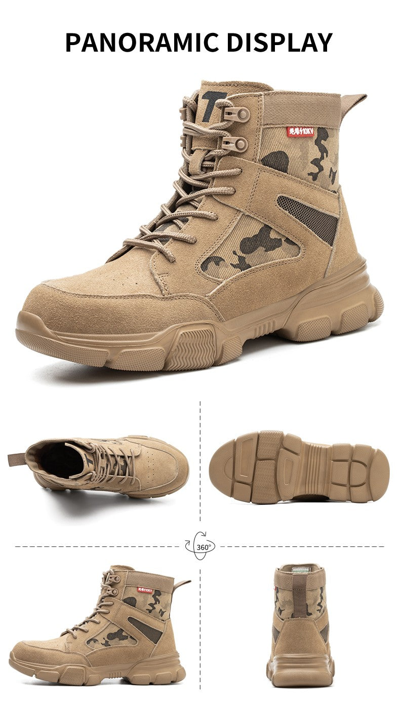 Outdoor Men Work Boots Safety Shoes Anti-puncture Safety Boot Work Steel Toe Shoes Indestructible Desert Combat Boots Protective