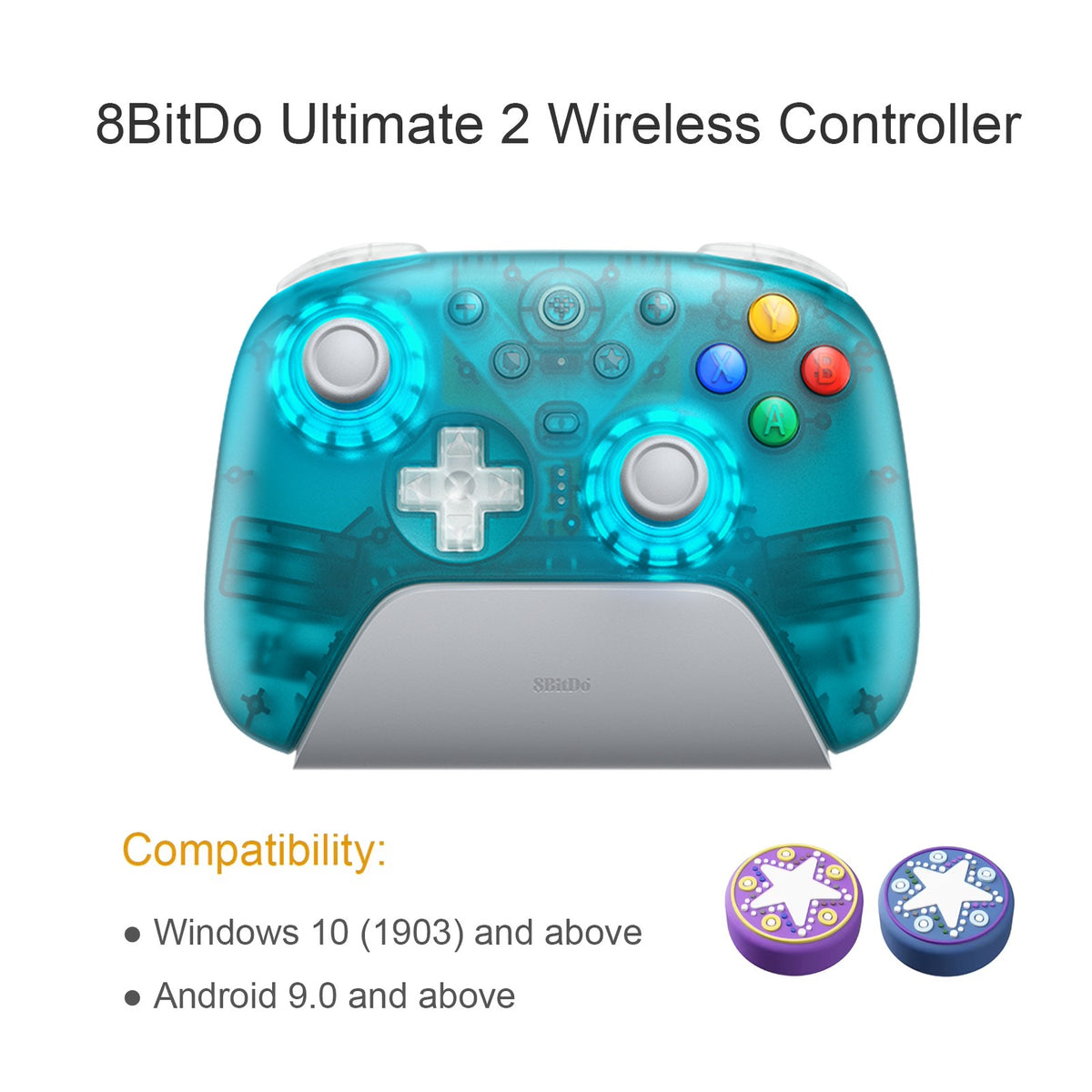 8BitDo Ultimate 2 Wireless Game Controller for Windows 10/11 2.4G Gamepad TMR Joystick with Charging Dock for Android PC Steam