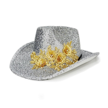 3d Flower Fedora Exquisite Fashion Panama Hat Embroidery Fedora Hat Superior Women'S Wedding Hat For Party Fashion Outfit