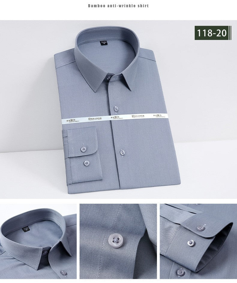 Men's white shirt long sleeved wedding business non ironing formal wear professional workwear casual wrinkle resistant shirt