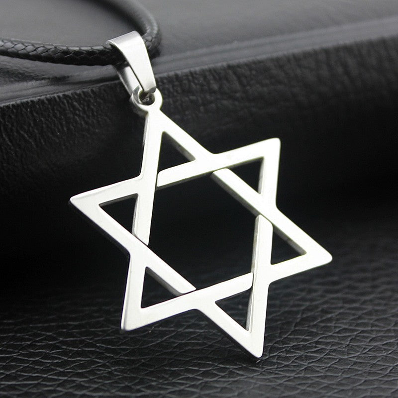 1pc Stainless Steel David Star Pendant Necklace Punk Rock Hip Hop Unisex Jewelry Geometric Hexagram Design rendy Gift
