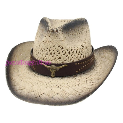 C9GF Straw Cowboy Hats With Wide Brims Cap For Adults Children And Outdoor Event