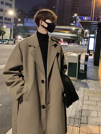 Men Fashion Winter Jacket Coats 2024 Thicken Wool Blends Coat Mens Oversized Overcoat Male Streetwear Warm Long Coat Q38