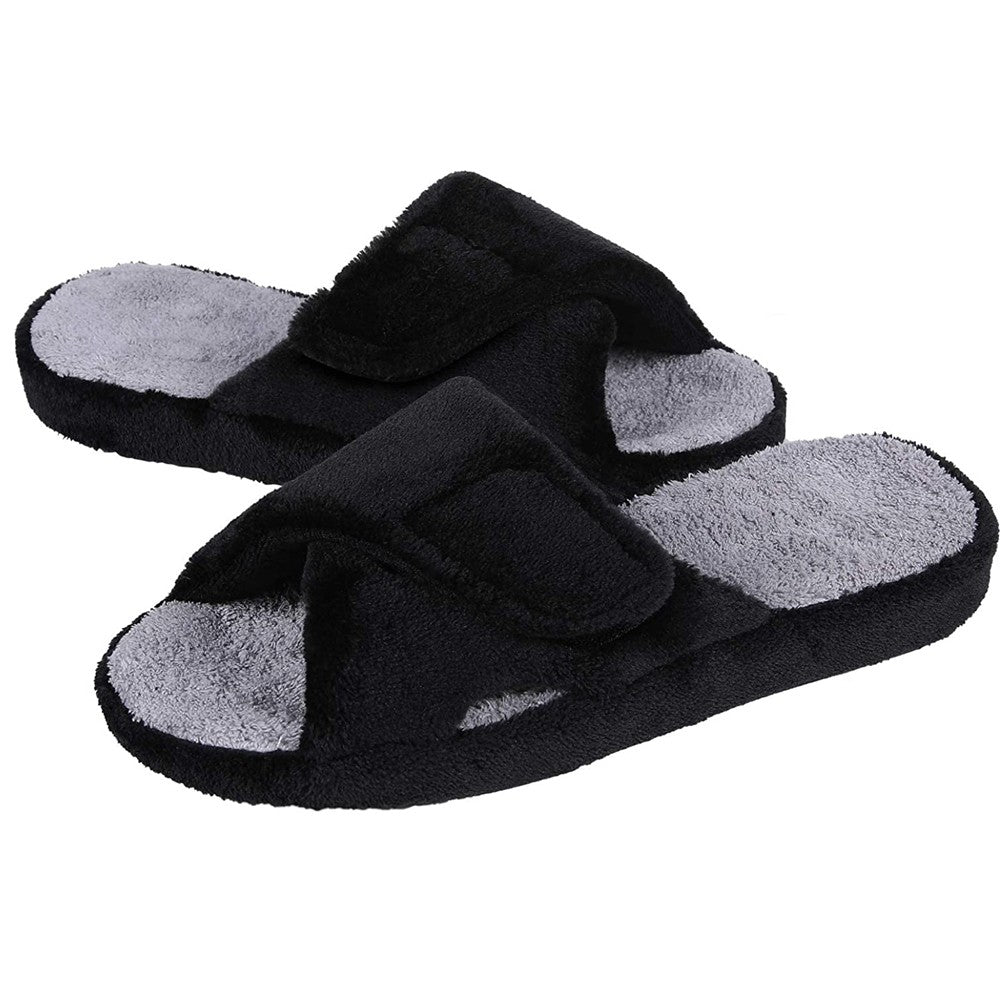 Comwarm Waffle Indoor Cotton Slippers For Women Open Toe Anti-Slip Home Slippers Four Seasons Flats Slippers with Arch Support