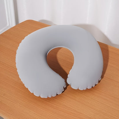 Ergonomic C-Shaped Neck Pillow, Polyester Travel  Car Support Cushion U-shaped Travel Inflatable Pillow