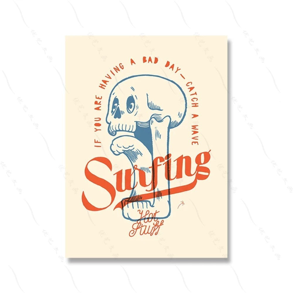 Be Brave Skater Cat Wall Art Winter Surfing Canvas Painting Posters Prints Cartoon Wall Kids Room Playroom Decor