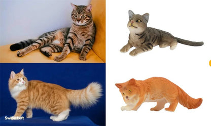 Toymany 8Pcs Grey & Orange Cat Figures, Simulation Pet Animal Model Toys for Kids Children Gift Set, Mini Collectible