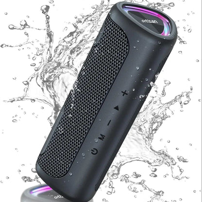 Caixa de Som Portátil Bluetooth Ortizan M7, Som Potente de 24W, Graves Ricos, À Prova d'Água IPX7, 30 Horas de Reprodução, Luzes Coloridas