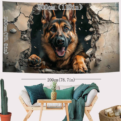 3D Wolf Dog Breakthrough Wall Tapestry-Suitable for Living Room, Bedroom, Dormitory Decorative Wall Art Hanging Cloth
