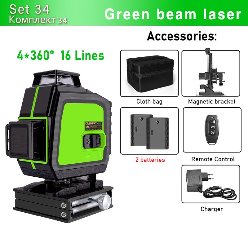 Nível a Laser Clubiona 16/12 Linhas linha verde Autonivelante 360 Horizontal e Vertical Nível a Laser de Feixe Verde Super Potente