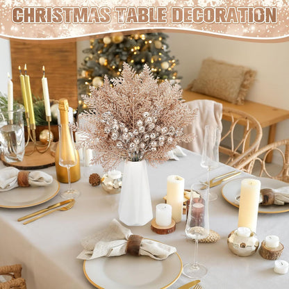 Glitter Christmas Decoration Artificial Berrys Bouquets Stalk Pine Needle Xmas Tree Ornament Xmas DIY Wreath Gift Accessories