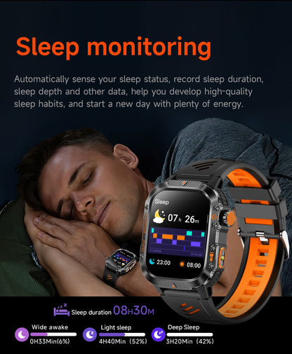 2026 Militar Grau Built-in GPS Posição 2.01" Smart Watch Homens 3ATM Impermeável Bússola 540mAh Bluetooth Chamada Smartwatches IOS