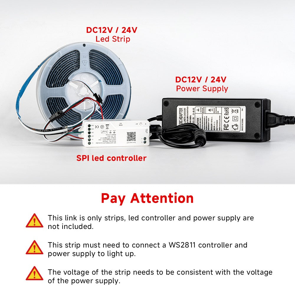 FCOB LED Light Strip Pixel Addressable 630 720 LEDs RGB Dream Full Color 12mm DC12V 24V WS2811 High Density Flexible COB Light