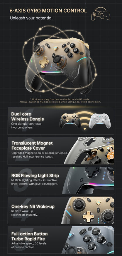 MACHENIKE G5Pro V2 Tri Mode Gaming Controller Optical Trigger ABXY Button Hot-Swappable Joystick 4K Resolution For Switch PC