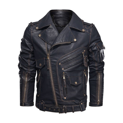 fashion Winter Winter Mens Leather Jacket Men Fashion Motorcycle PU Leather Jacket Cool Zipper Pockets Leather Coats Clothing