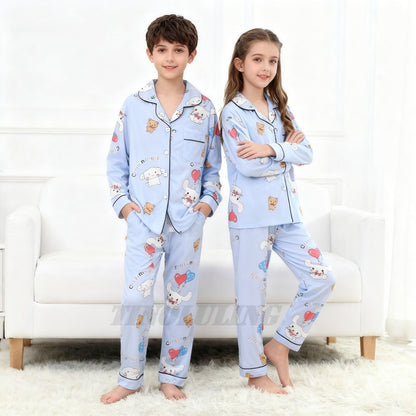 2025 New Baby Cotton Two-piece Set Home Clothes Children Pijama Boys Girls Cartoon Pajamas Set Kids Long T-shirt + Pants Outfits